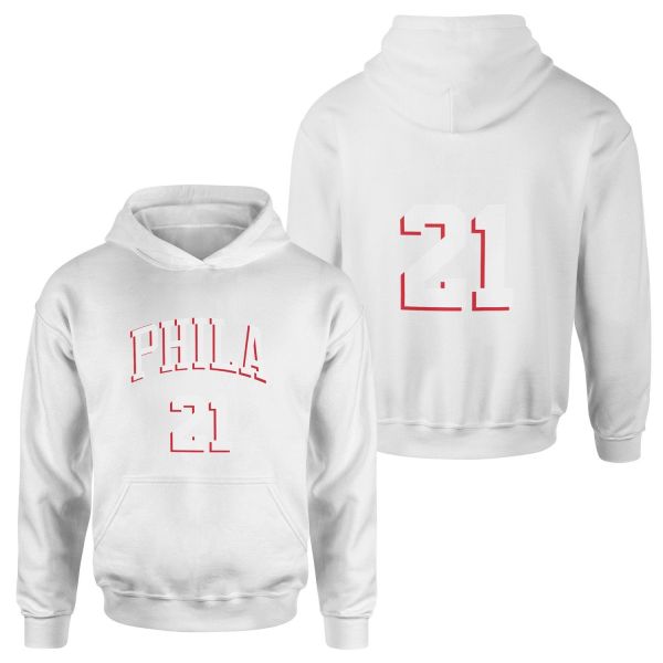 Joel Embiid Philadelphia Forma Hoodie XXL - Beyaz