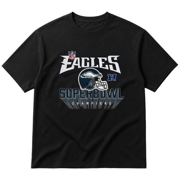 Philadelphia Eagles SB Champions Oversize Tişört S - Siyah