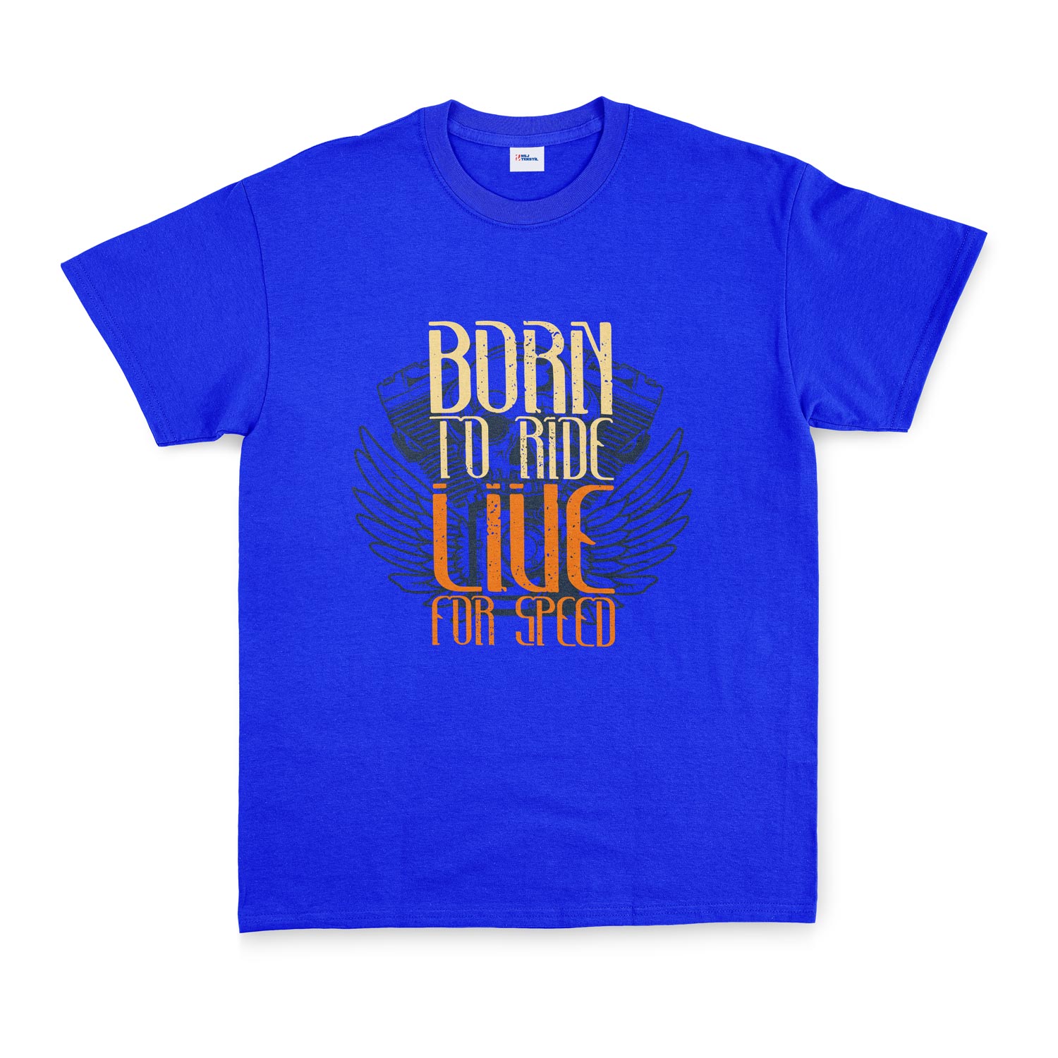 Born to Ride Live For Speed Tişört L - Mavi