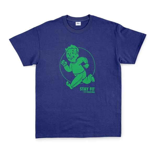Vault Boy Stay Fit Tişört XL - İndigo Mavisi