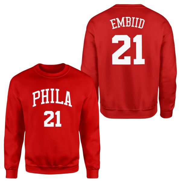 Joel Embiid Philadelphia Forma Sweatshirt M - Kırmızı