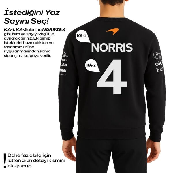 McLaren Racing 2025 Kişiselleştirilebilir Sweatshirt