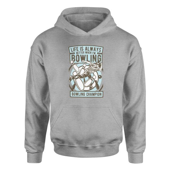 Bowling Champion Hoodie M - Gri