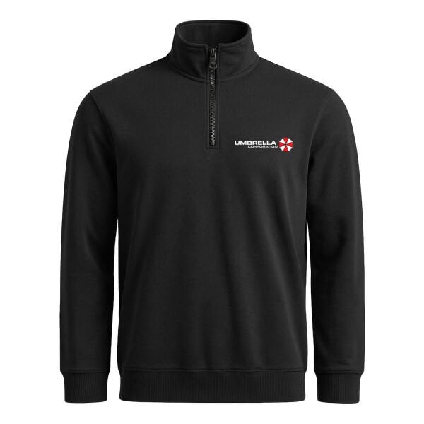 Umbrella Corporation Resident Evil Yarım Fermuarlı Sweatshirt S - Siyah