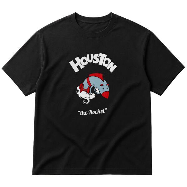 Houston Cartoon Oversize Tişört L - Siyah