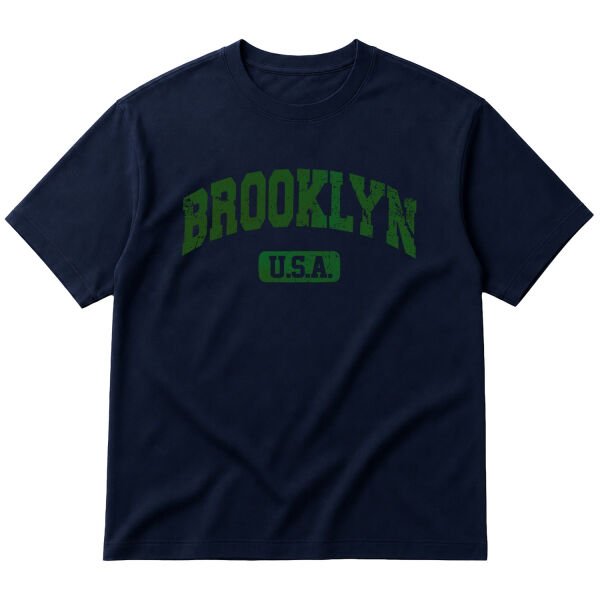 Brooklyn, USA Oversize Tişört M - İndigo Mavisi