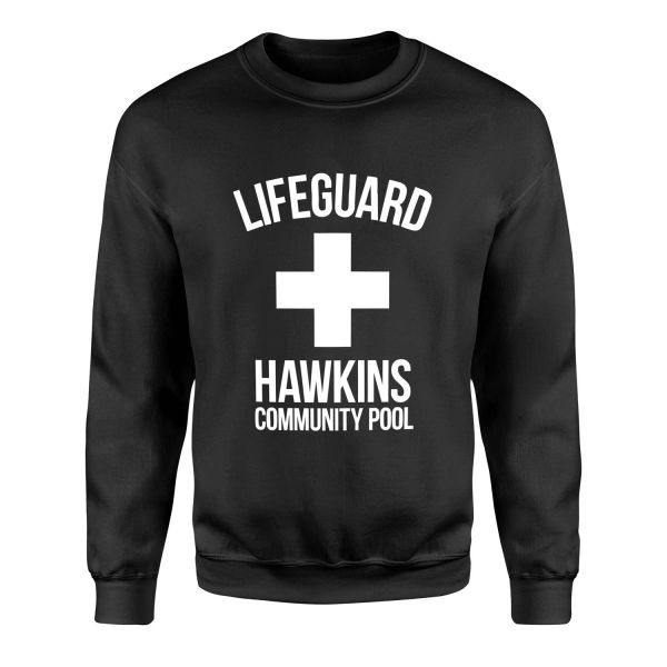 Hawkins Community Pool Lifeguard Sweatshirt M - Siyah