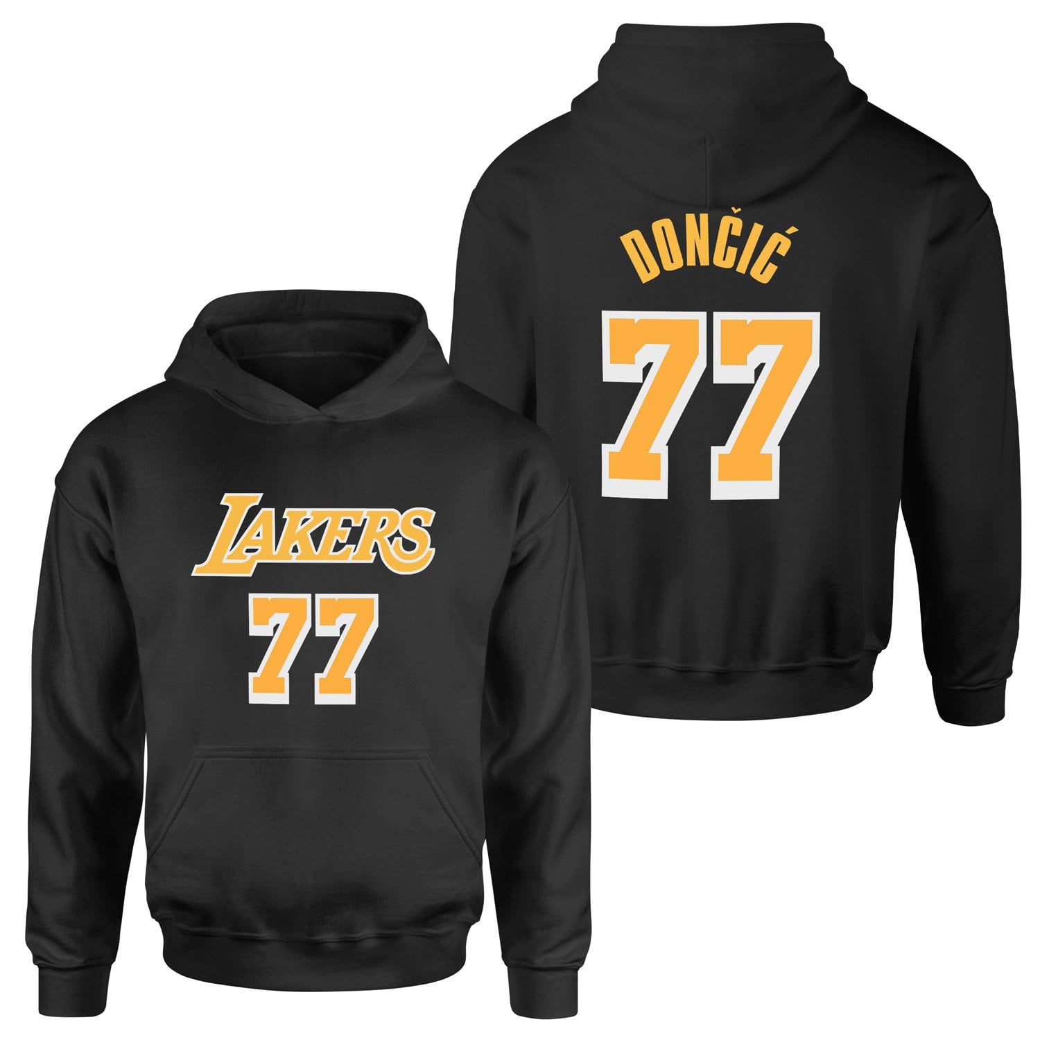 Luka Doncic 77 Lakers White Hoodie L - Siyah