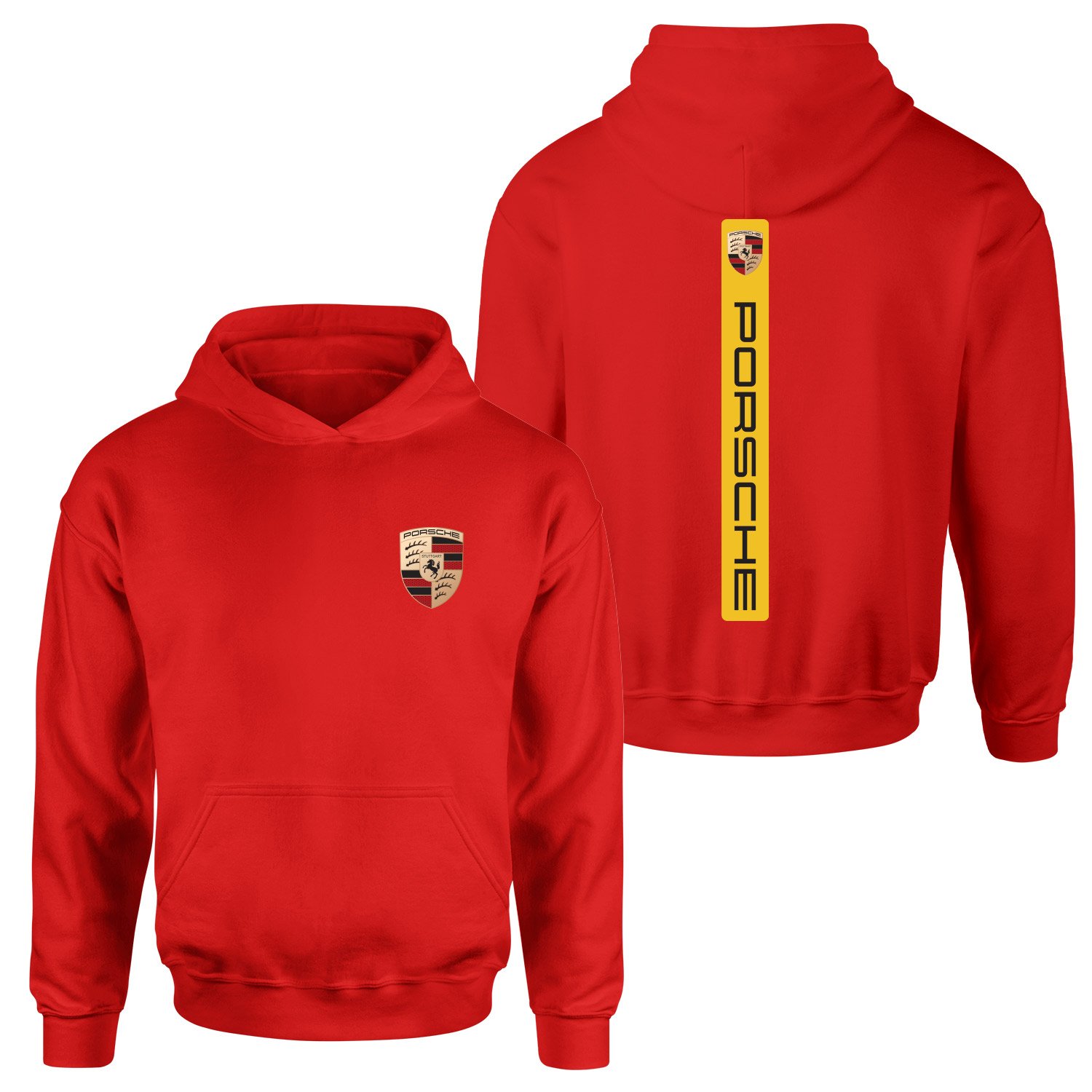 Porsche V Graphic Racing Yellow Hoodie L - Kırmızı