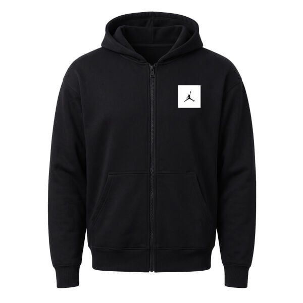 Air Jordan White Patch Fermuarlı Kapüşonlu Sweatshirt