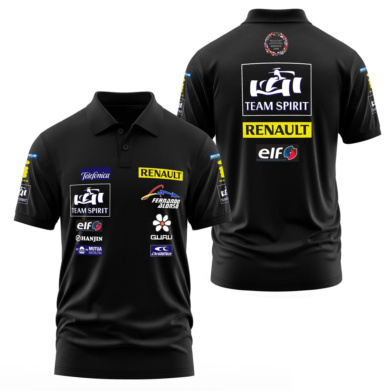 Renault Team Spirit Vintage Teamline Polo Tişört XXL - Siyah