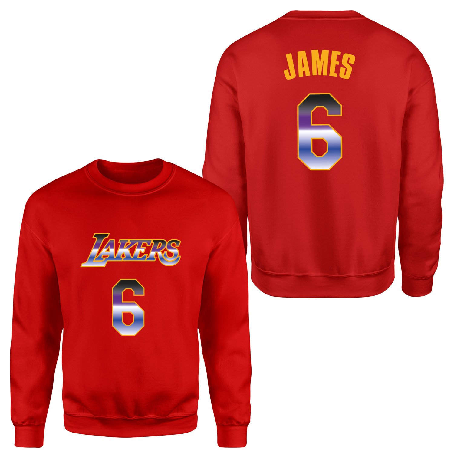 LeBron James 6 Lakers Gradient Forma Sweatshirt XXL - Kırmızı