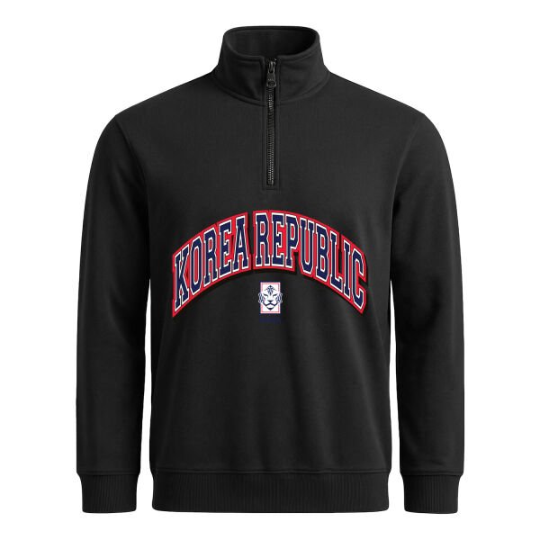 Kore Cumhuriyeti 2026 Varsity Yarım Fermuarlı Sweatshirt M - Siyah