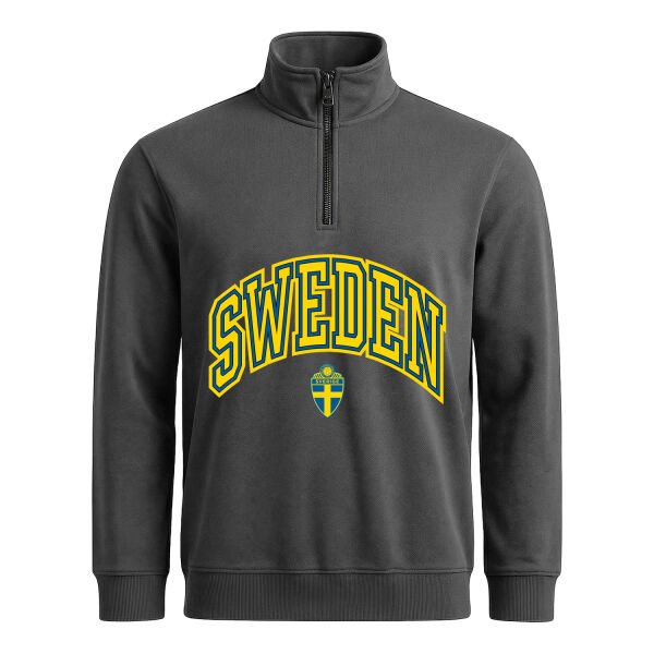 İsveç 2026 Varsity Yarım Fermuarlı Sweatshirt L - Füme