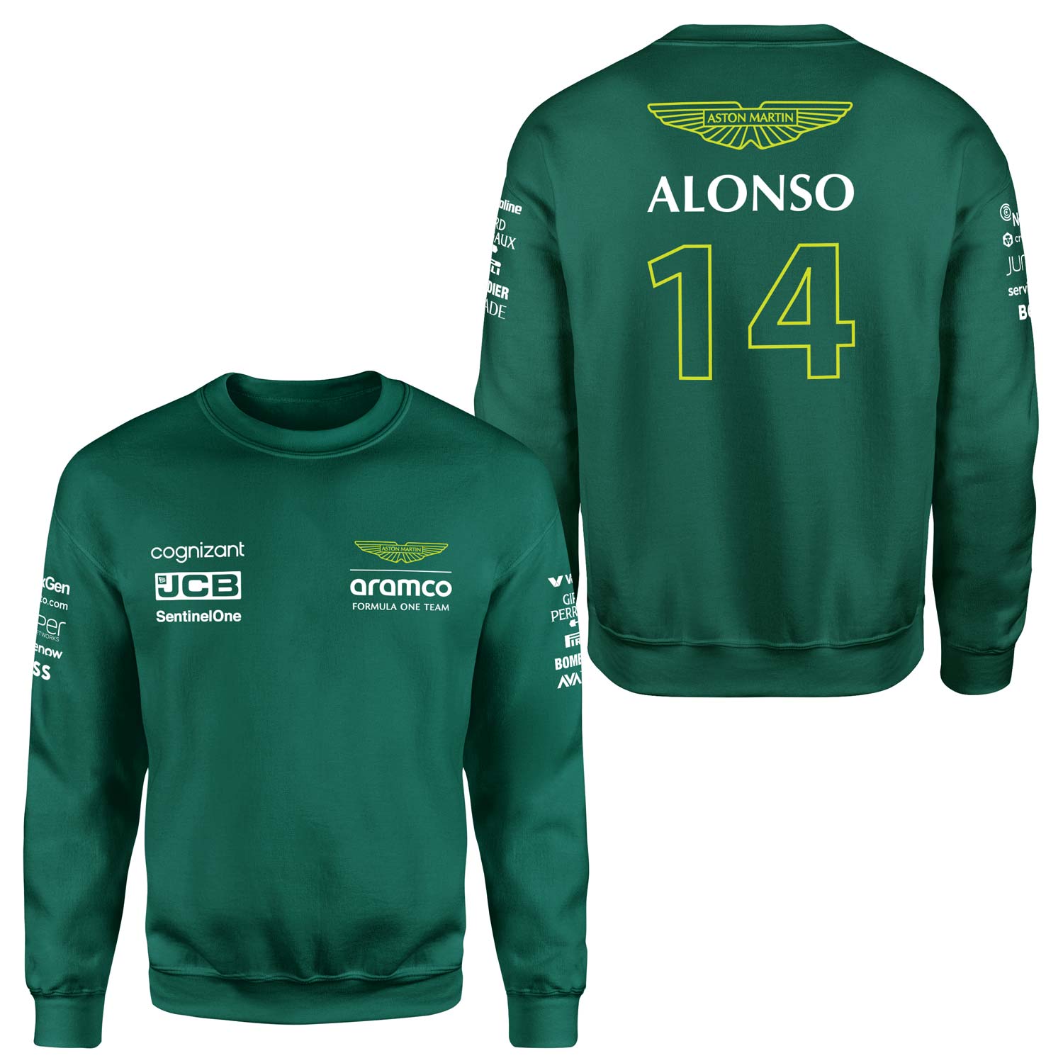 Fernando Alonso 14 | Aston Martin Sweatshirt S - Nefti Yeşili
