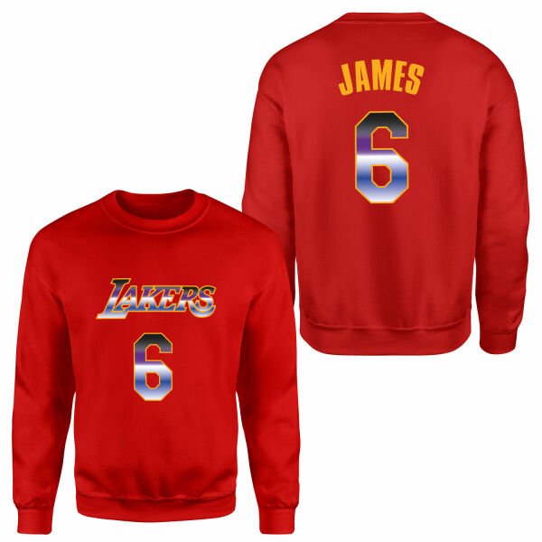 LeBron James 6 Lakers Gradient Forma Sweatshirt M - Kırmızı
