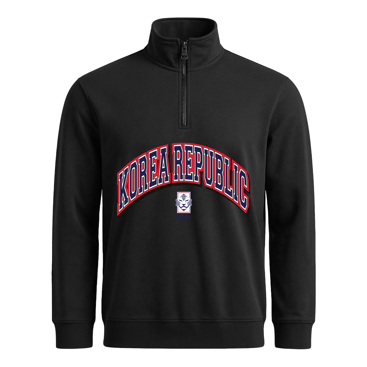 Kore Cumhuriyeti 2026 Varsity Yarım Fermuarlı Sweatshirt XXL - Siyah