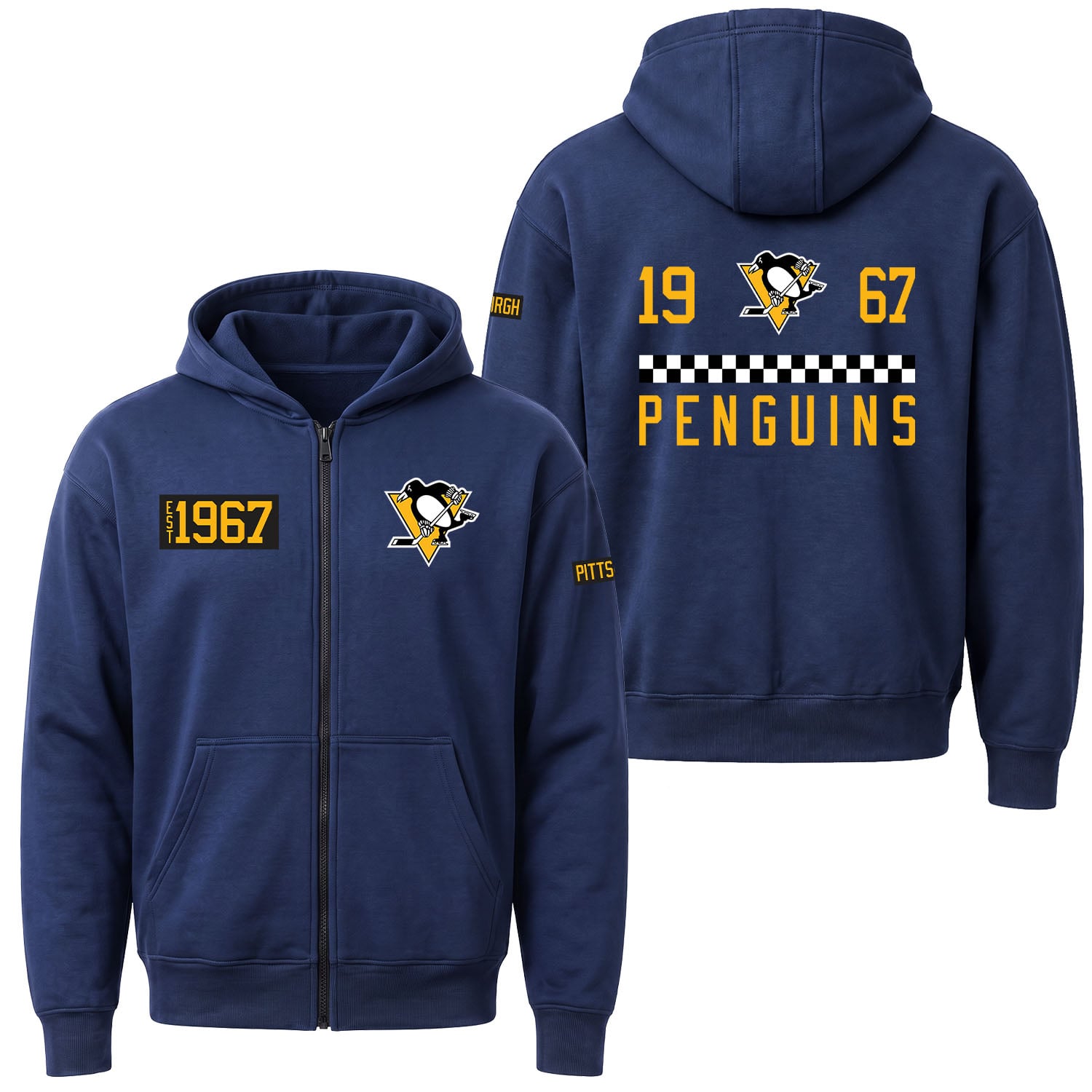 Pittsburgh Penguins EST.1967 Premium Fermuarlı Kapüşonlu Sweatshirt