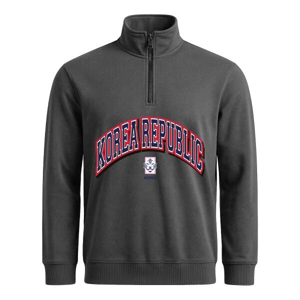 Kore Cumhuriyeti 2026 Varsity Yarım Fermuarlı Sweatshirt L - Füme