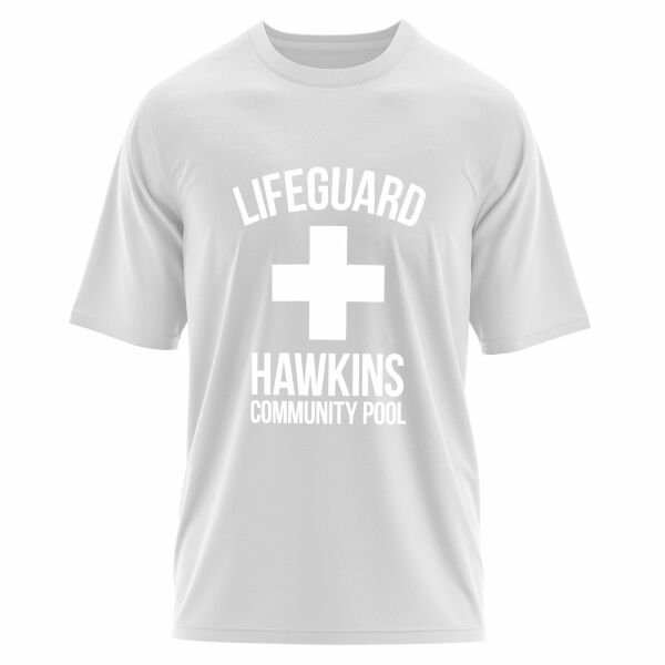 Hawkins Community Pool Lifeguard Oversize Tişört M - Beyaz