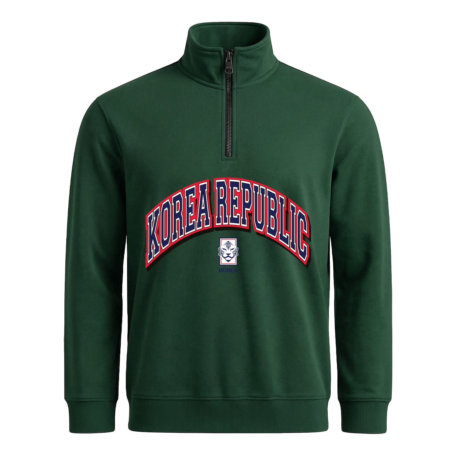 Kore Cumhuriyeti 2026 Varsity Yarım Fermuarlı Sweatshirt S - Nefti Yeşili