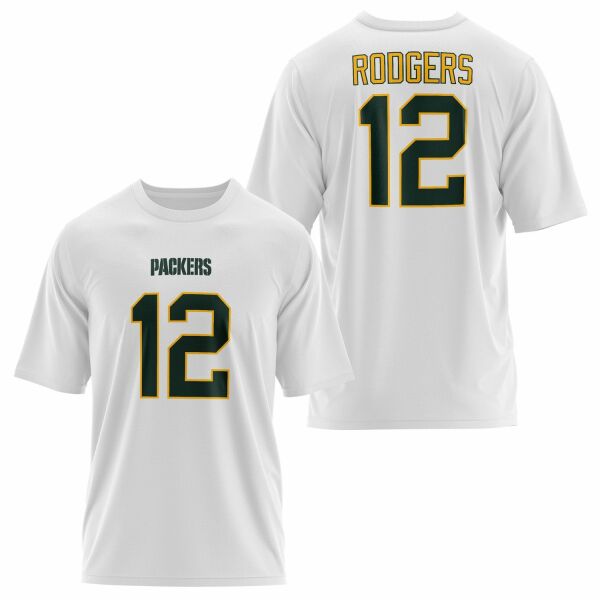 Aaron Rodgers Green Bay Packers Oversize Tişört S - Beyaz