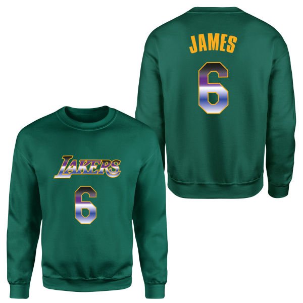 LeBron James 6 Lakers Gradient Forma Sweatshirt L - Nefti Yeşili