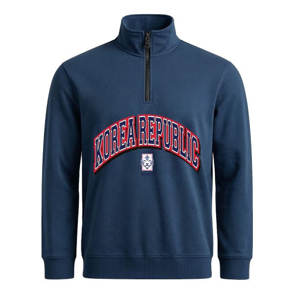 Kore Cumhuriyeti 2026 Varsity Yarım Fermuarlı Sweatshirt S - İndigo Mavisi