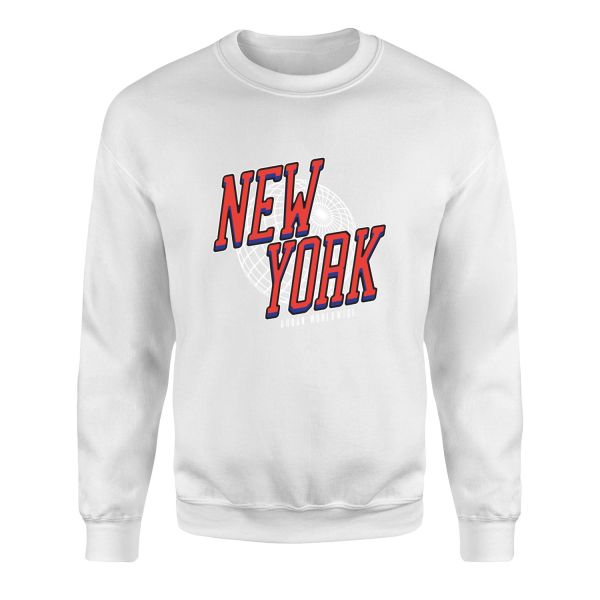 New York Sweatshirt L - Beyaz