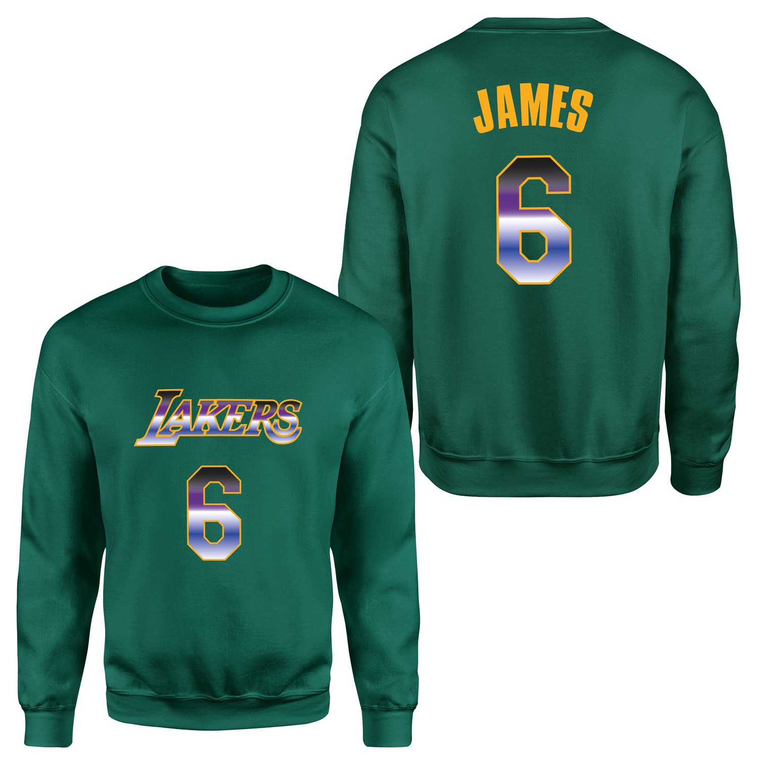 LeBron James 6 Lakers Gradient Forma Sweatshirt XL - Nefti Yeşili