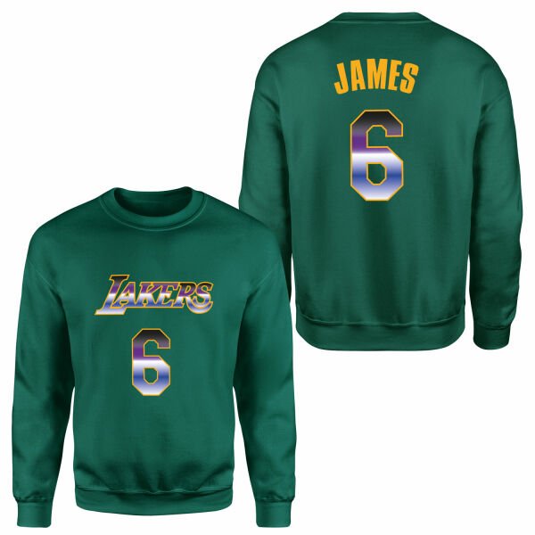LeBron James 6 Lakers Gradient Forma Sweatshirt XL - Nefti Yeşili