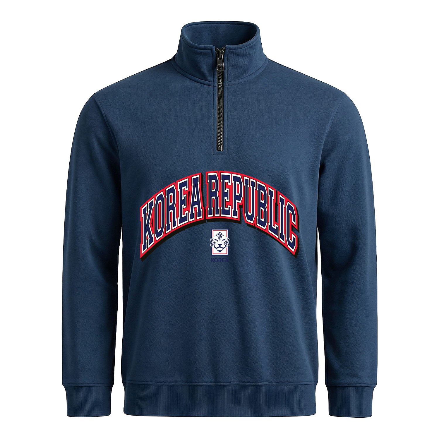 Kore Cumhuriyeti 2026 Varsity Yarım Fermuarlı Sweatshirt XXL - İndigo Mavisi