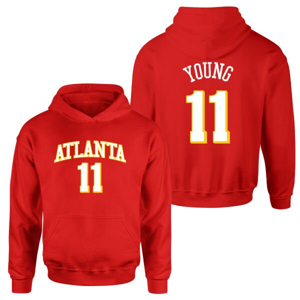 Trae Young 11 Atlanta Jersey Hoodie S - Kırmızı