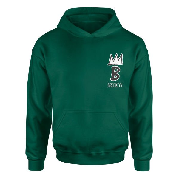 Brooklyn Basquiat Crown Hoodie S - Nefti Yeşili