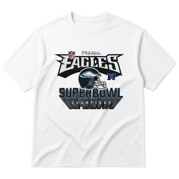 Philadelphia Eagles SB Champions Oversize Tişört L - Beyaz