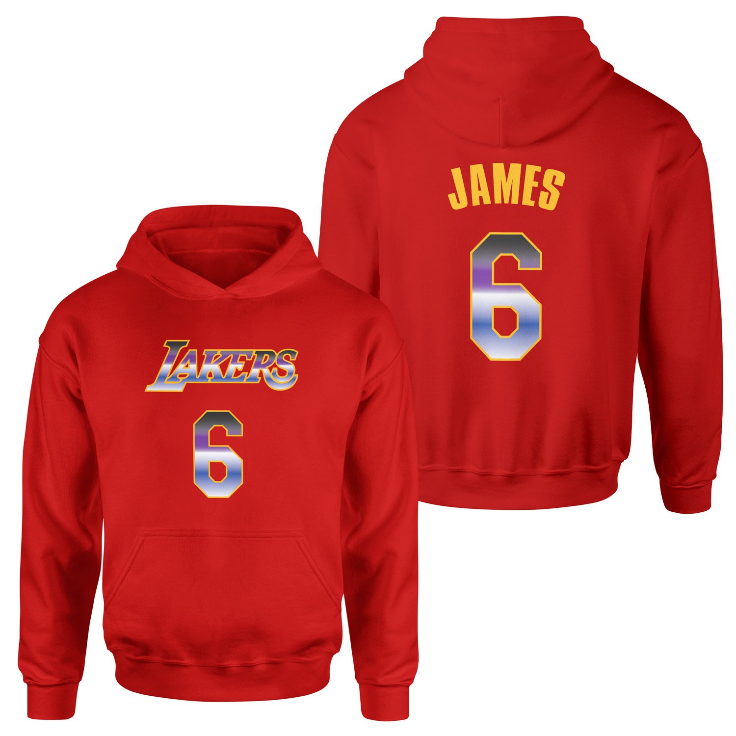 LeBron James 6 Lakers Gradient Forma Hoodie XL - Kırmızı