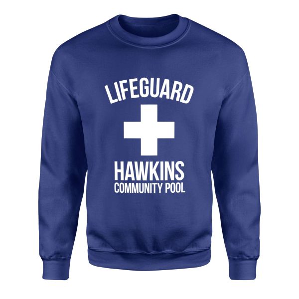 Hawkins Community Pool Lifeguard Sweatshirt M - İndigo Mavisi