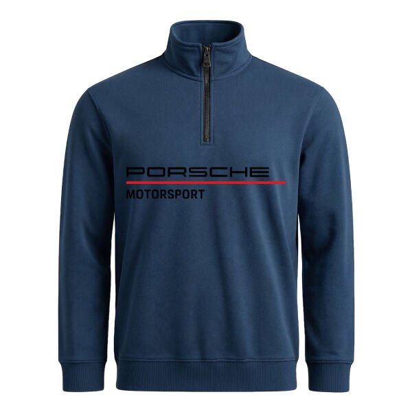 Porsche Motorsport Yarım Fermuarlı Sweatshirt L - İndigo Mavisi