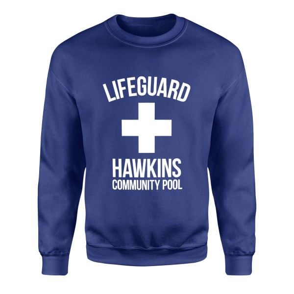 Hawkins Community Pool Lifeguard Sweatshirt L - İndigo Mavisi