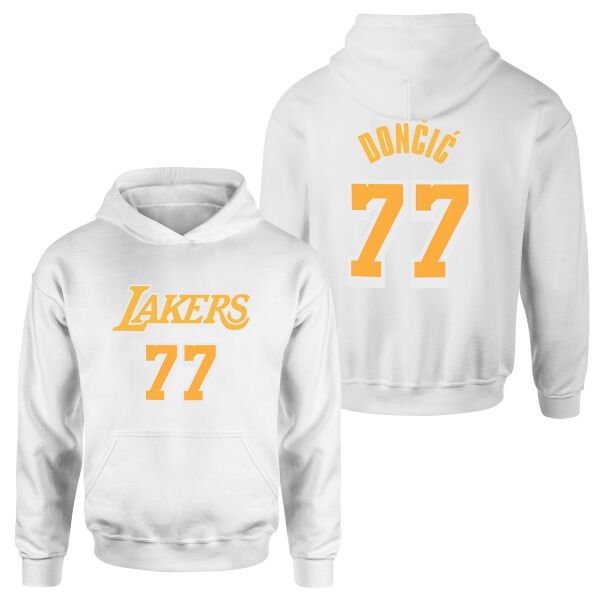 Luka Doncic 77 Lakers White Hoodie XL - Beyaz
