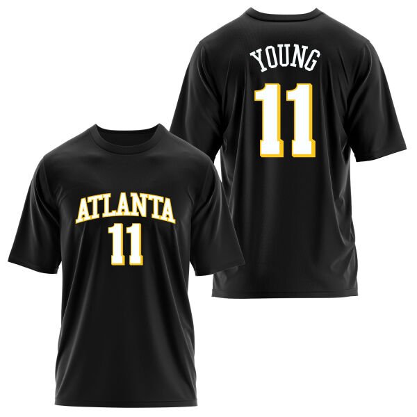 Trae Young 11 Atlanta Jersey Oversize Tişört L - Siyah