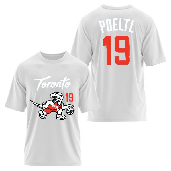 Jakob Poeltl 19 City Edition Raptors Oversize Tişört M - Beyaz