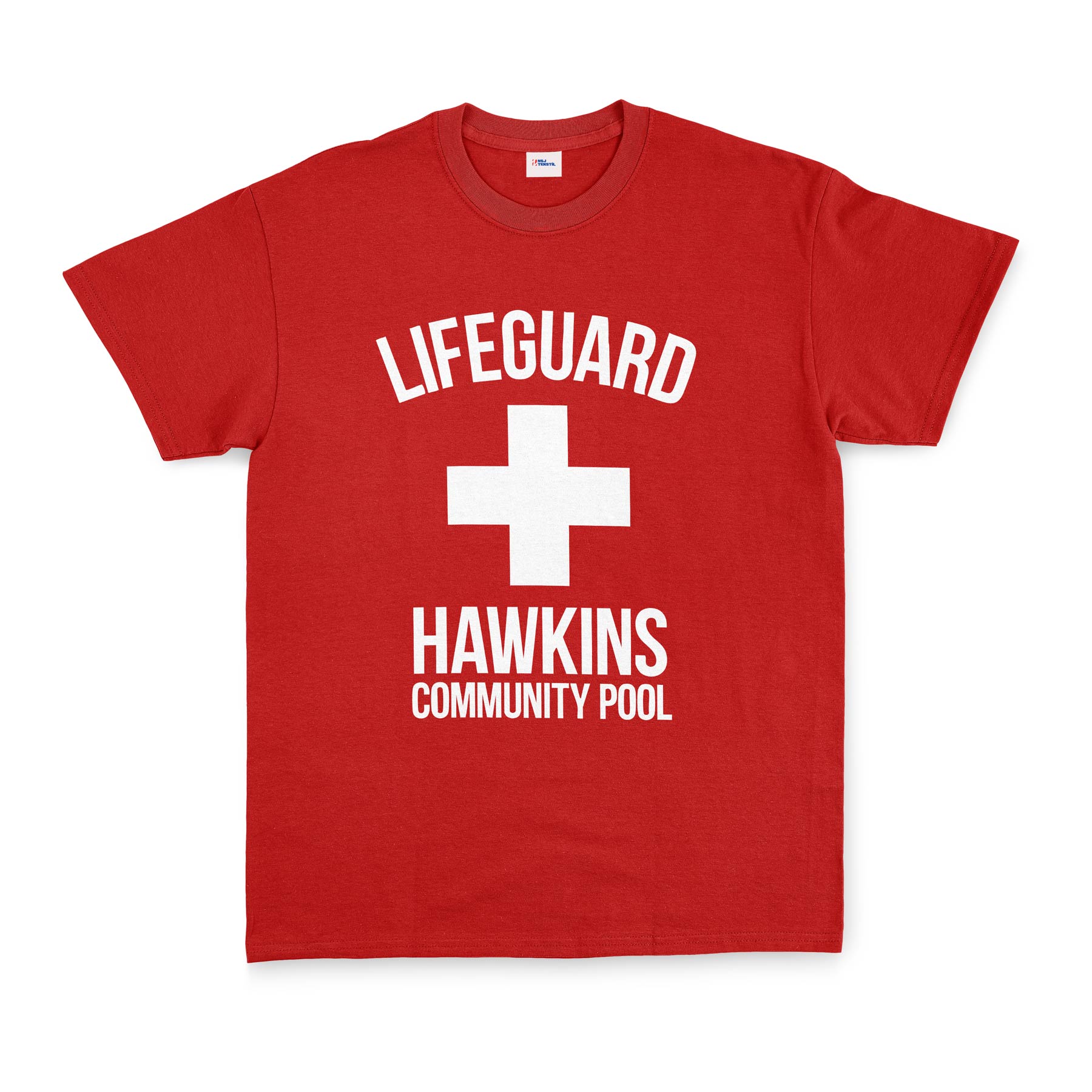 Hawkins Community Pool Lifeguard Tişört L - Kırmızı
