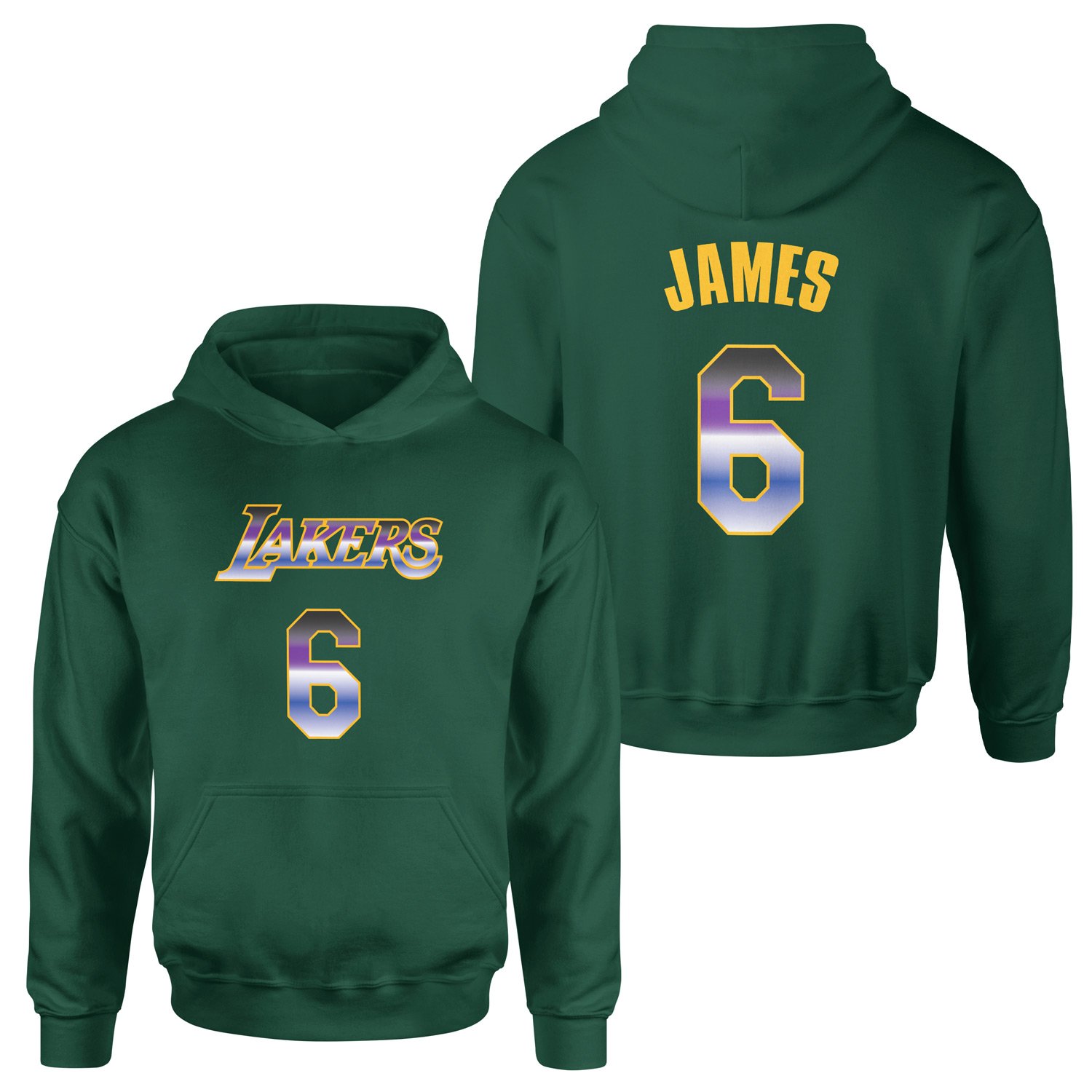 LeBron James 6 Lakers Gradient Forma Hoodie S - Nefti Yeşili
