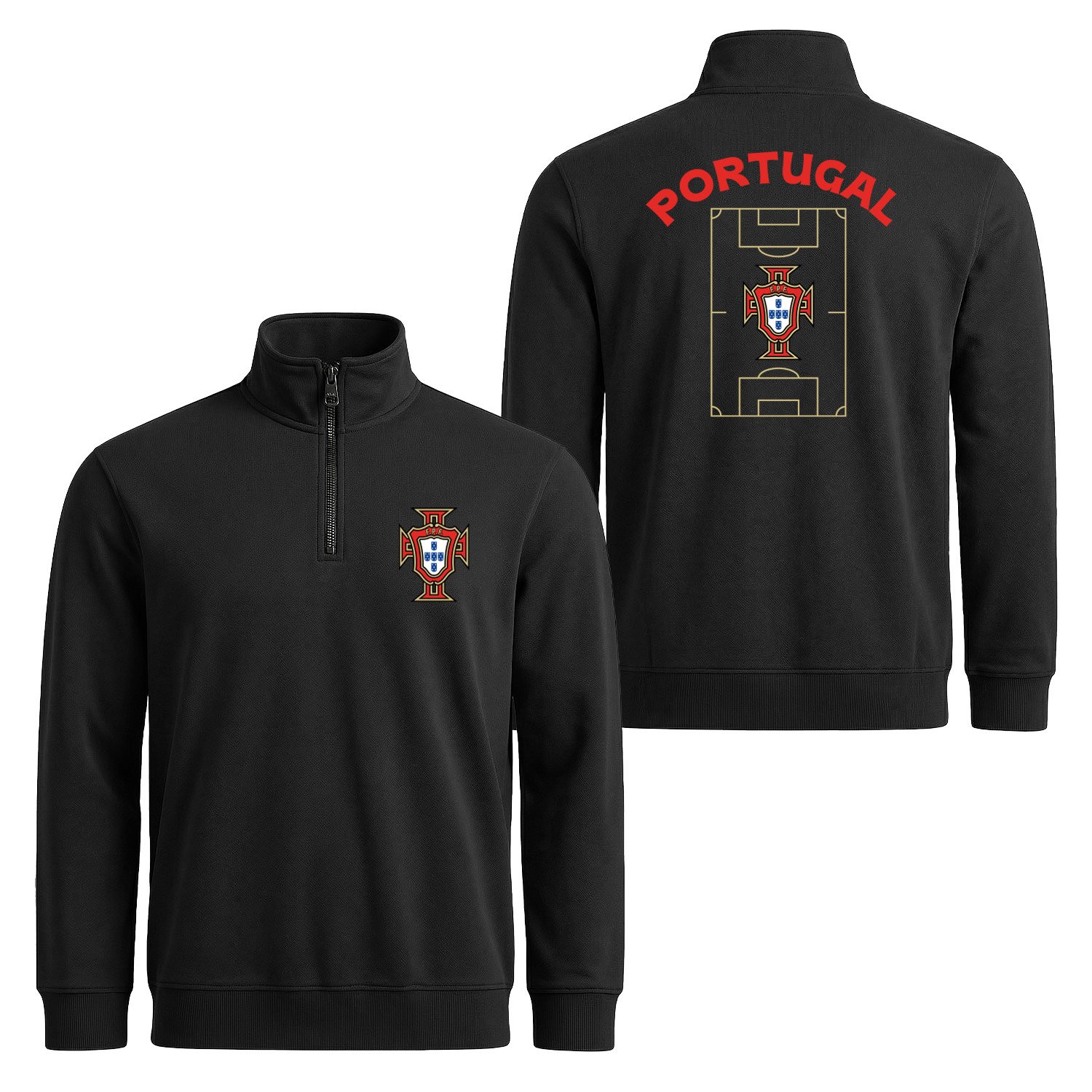 Portekiz Dünya Kupası 2026 Yarım Fermuarlı Sweatshirt S - Siyah