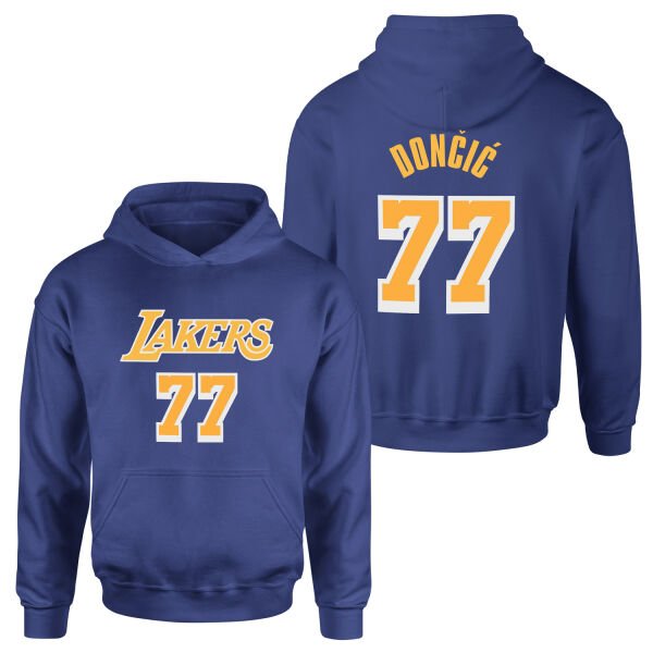 Luka Doncic 77 Lakers White Hoodie S - İndigo Mavisi
