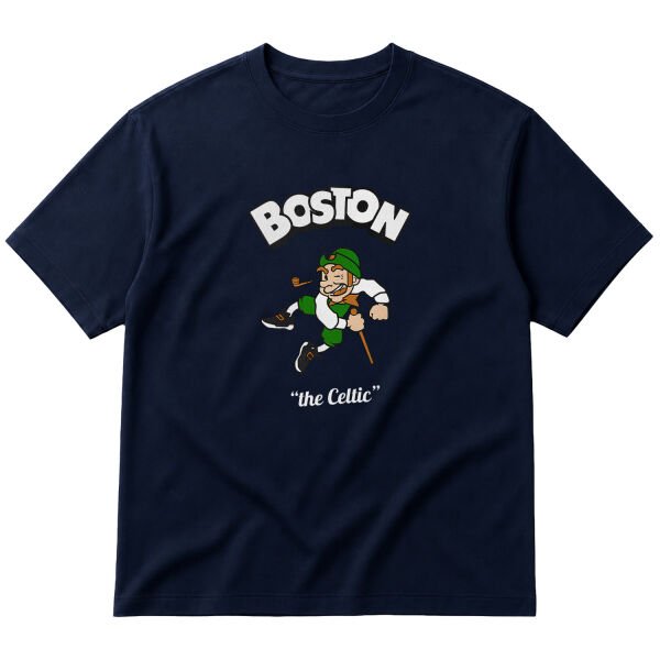 Celtics Cartoon Oversize Tişört L - İndigo Mavisi