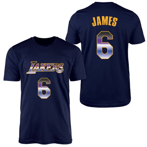 LeBron James 6 Lakers Gradient Forma Tişört S - İndigo Mavisi