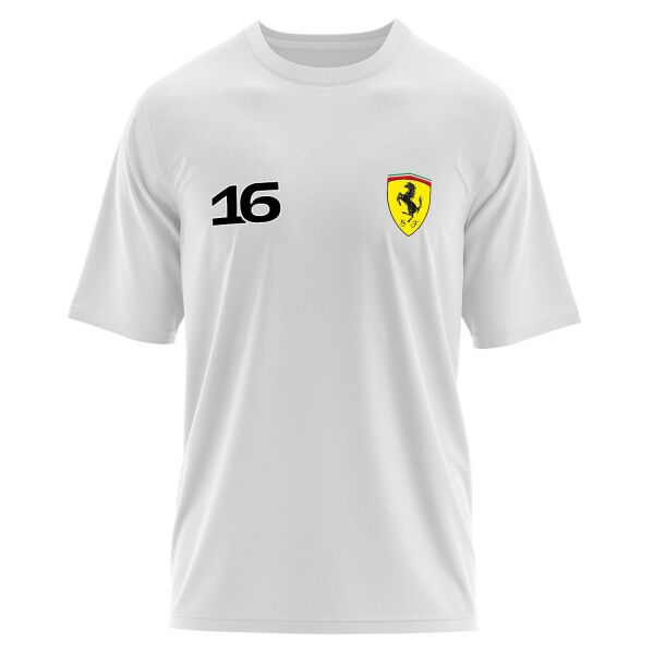 Charles Leclerc Ferrari #16 Oversize Tişört XL - Beyaz
