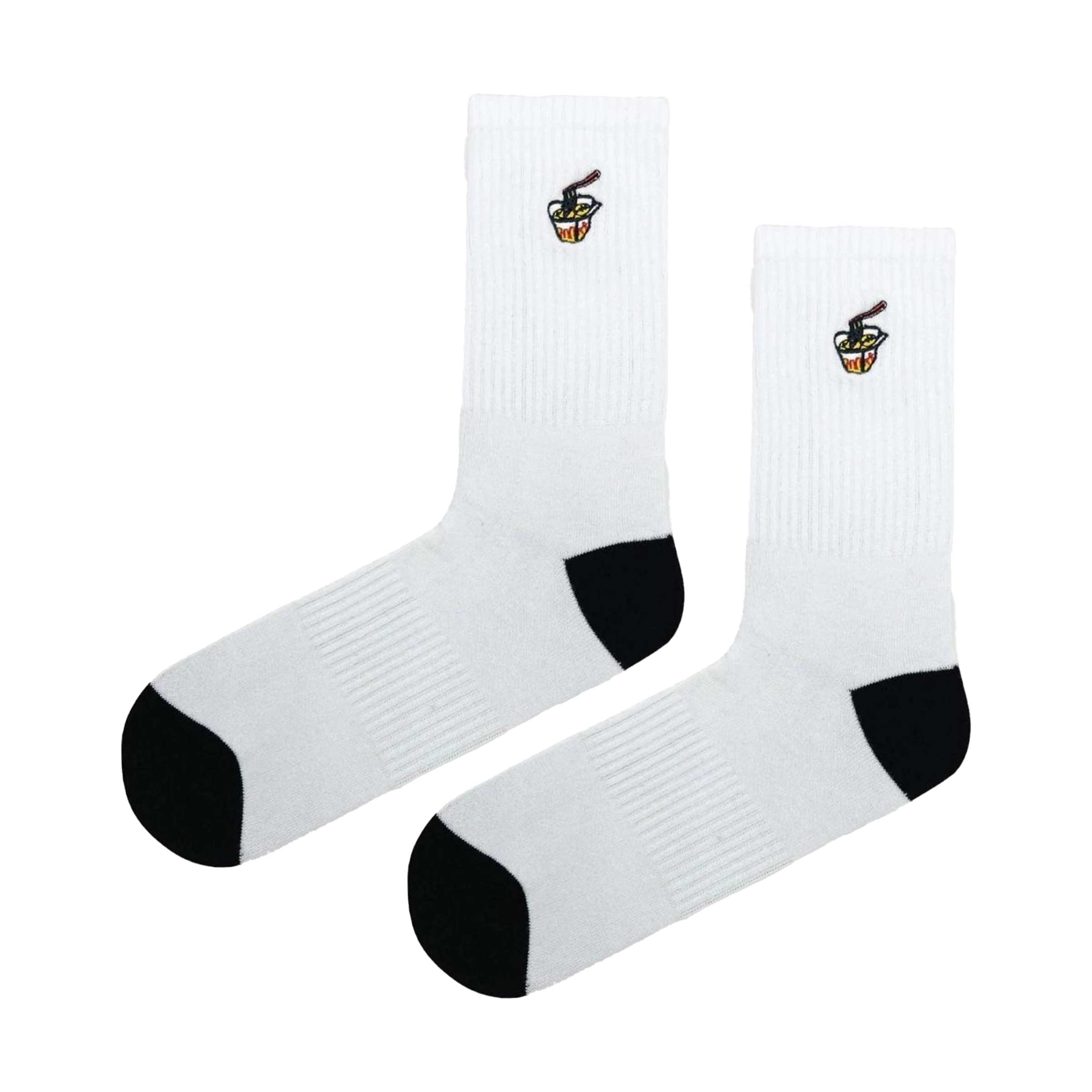 Noodle Nakışlı Beyaz Çorap